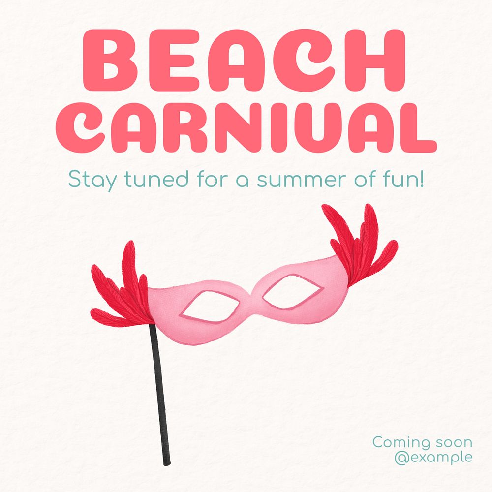 Beach carnival Instagram post template, editable text