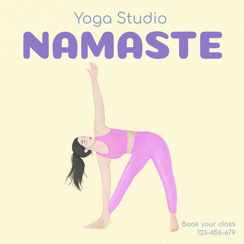 Yoga studio Instagram post template, editable text