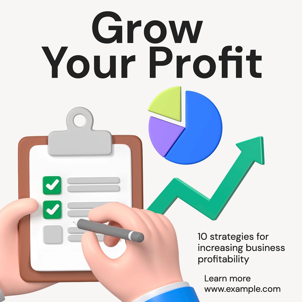 Grow your profit Instagram post template, editable text