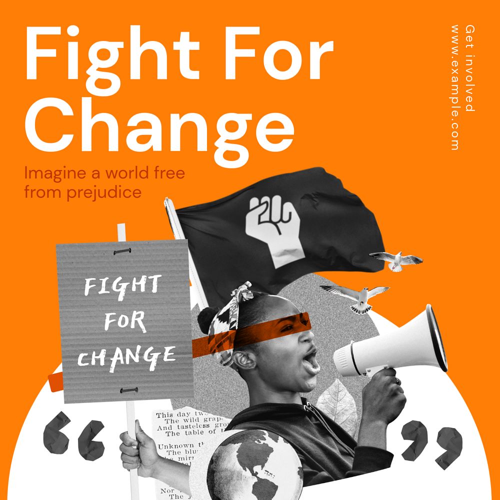 Fight for change Instagram post template, editable text