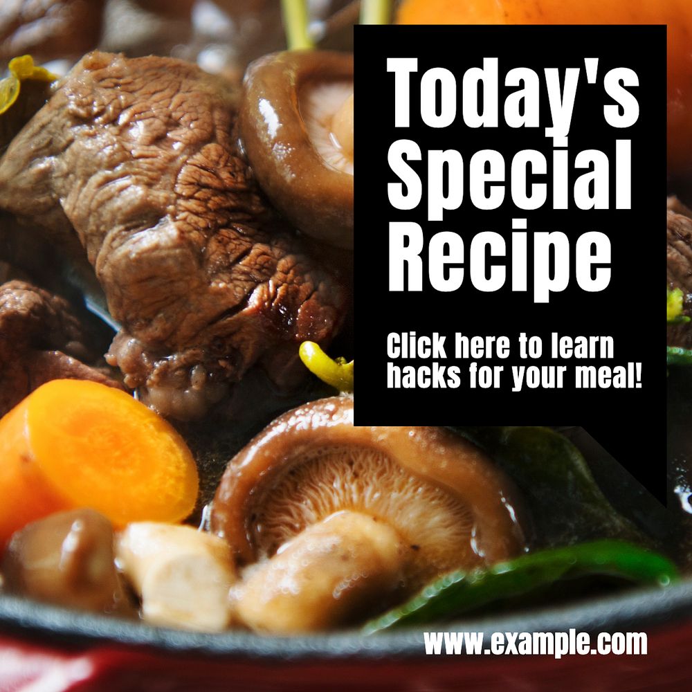 Today's special recipe Instagram post template, editable text