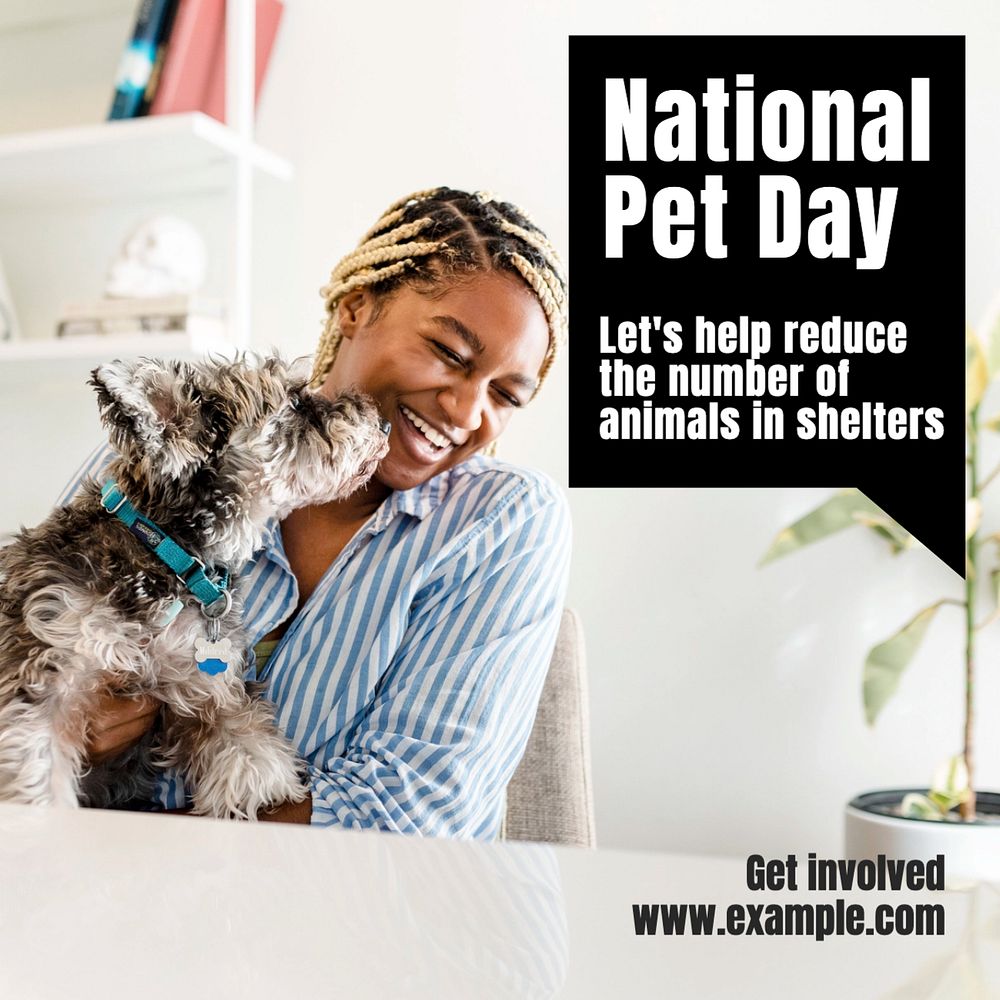 National pet day Instagram post template, editable text