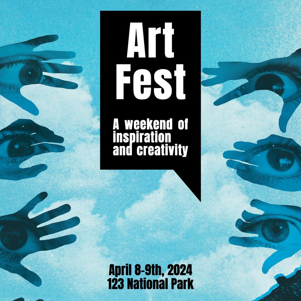 Art festival Instagram post template, editable text