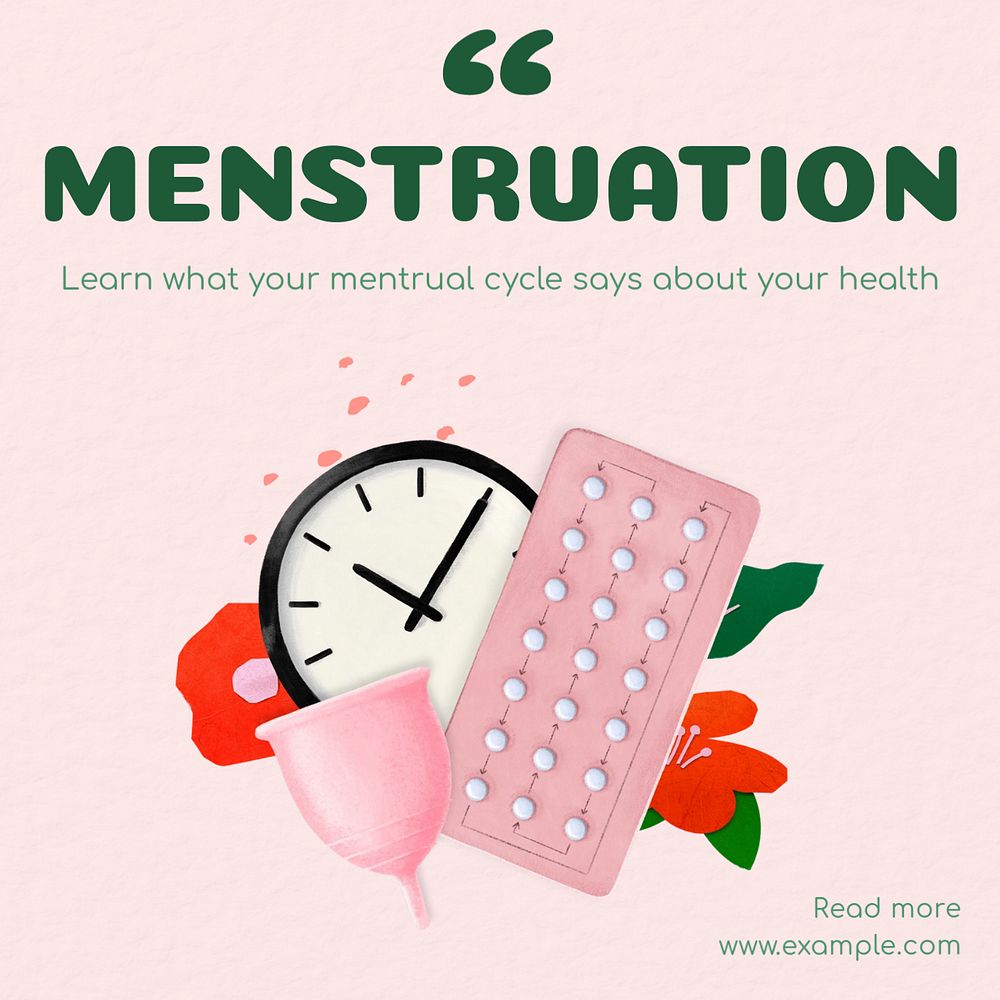 Menstruation Instagram post template, editable text