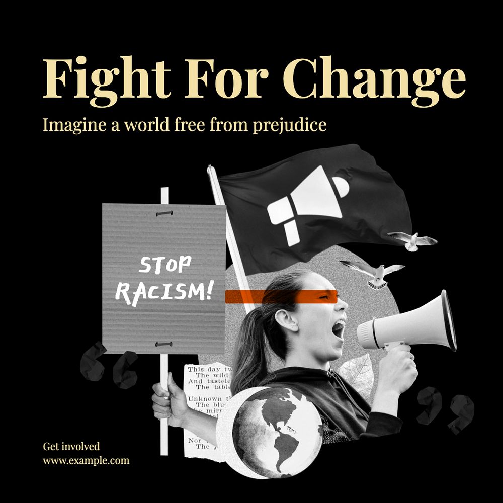 Fight for change Instagram post template, editable text