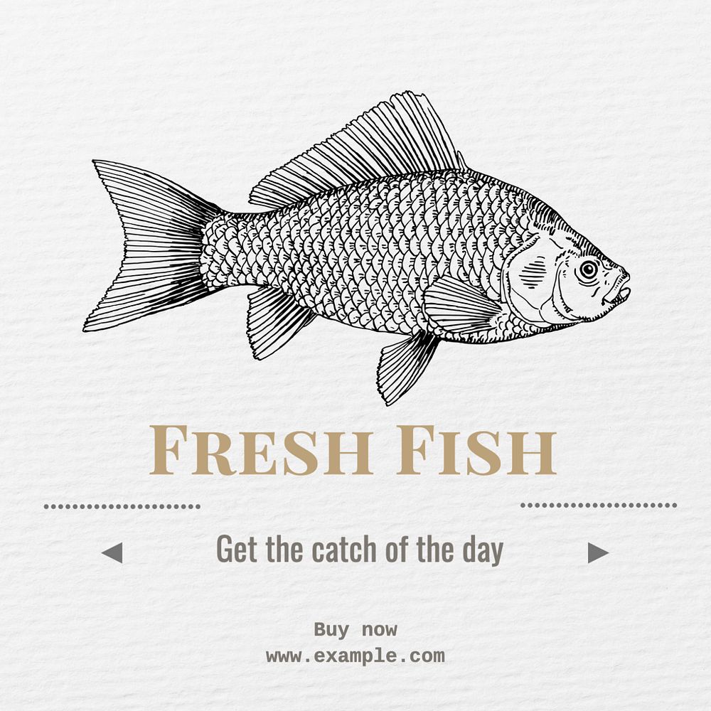 Fresh fish Instagram post template, editable text