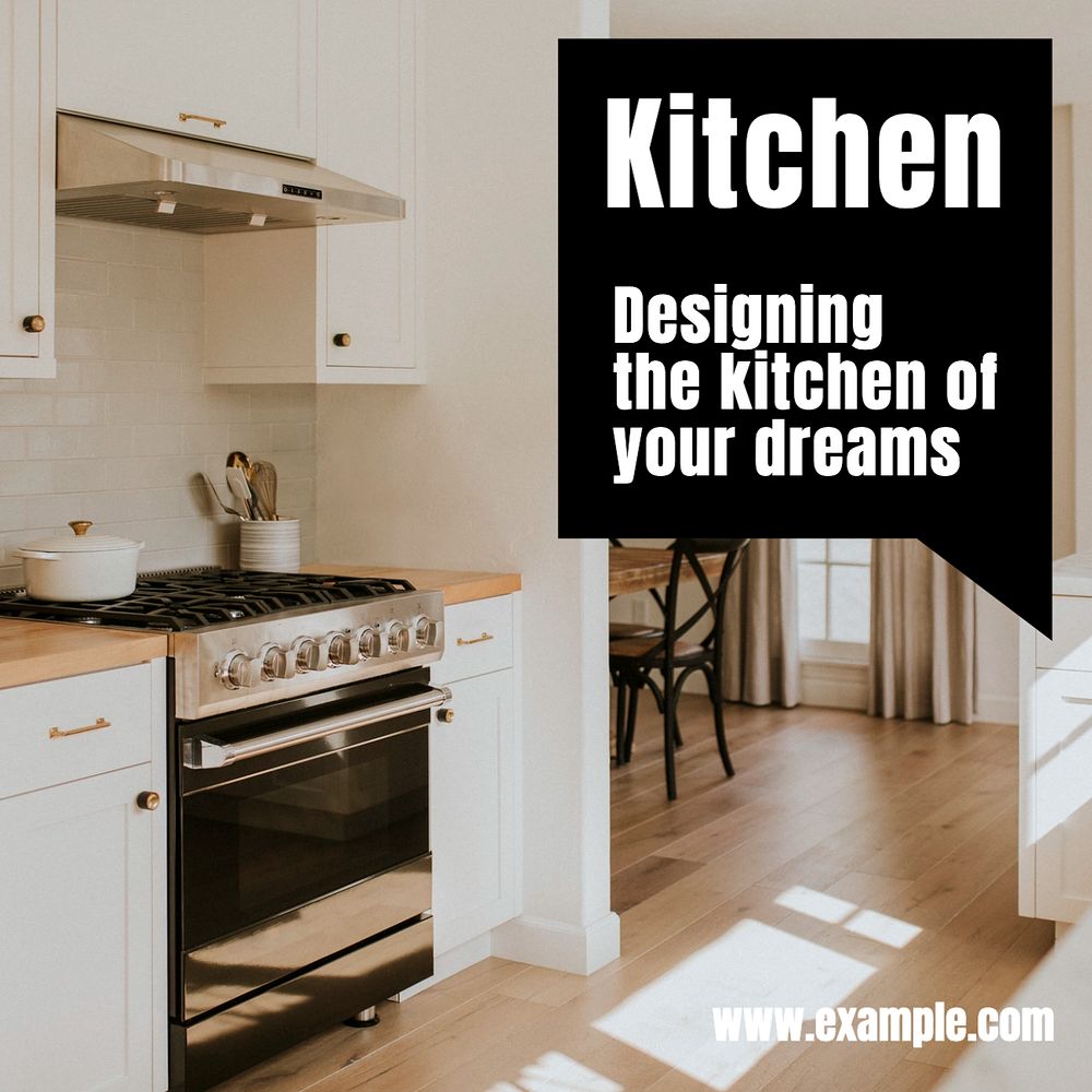 Kitchen Instagram post template, editable text