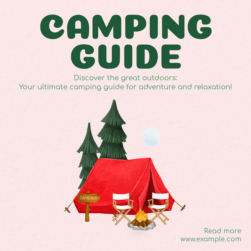 Camping guide Instagram post template, editable text