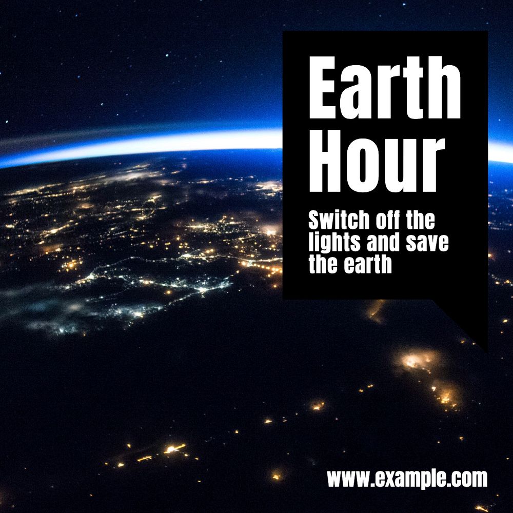 Earth hour Instagram post template, editable text