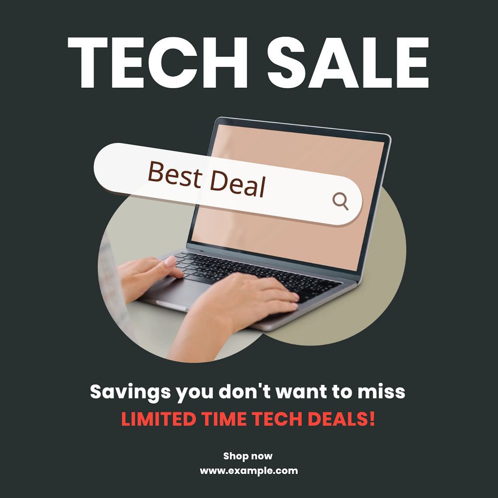 Tech sale Instagram post template, editable text