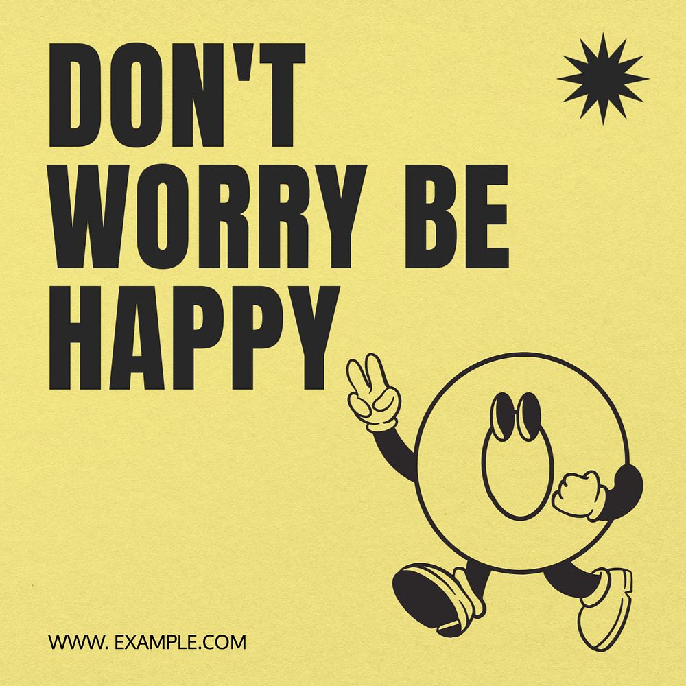 Be happy Instagram post template, editable text