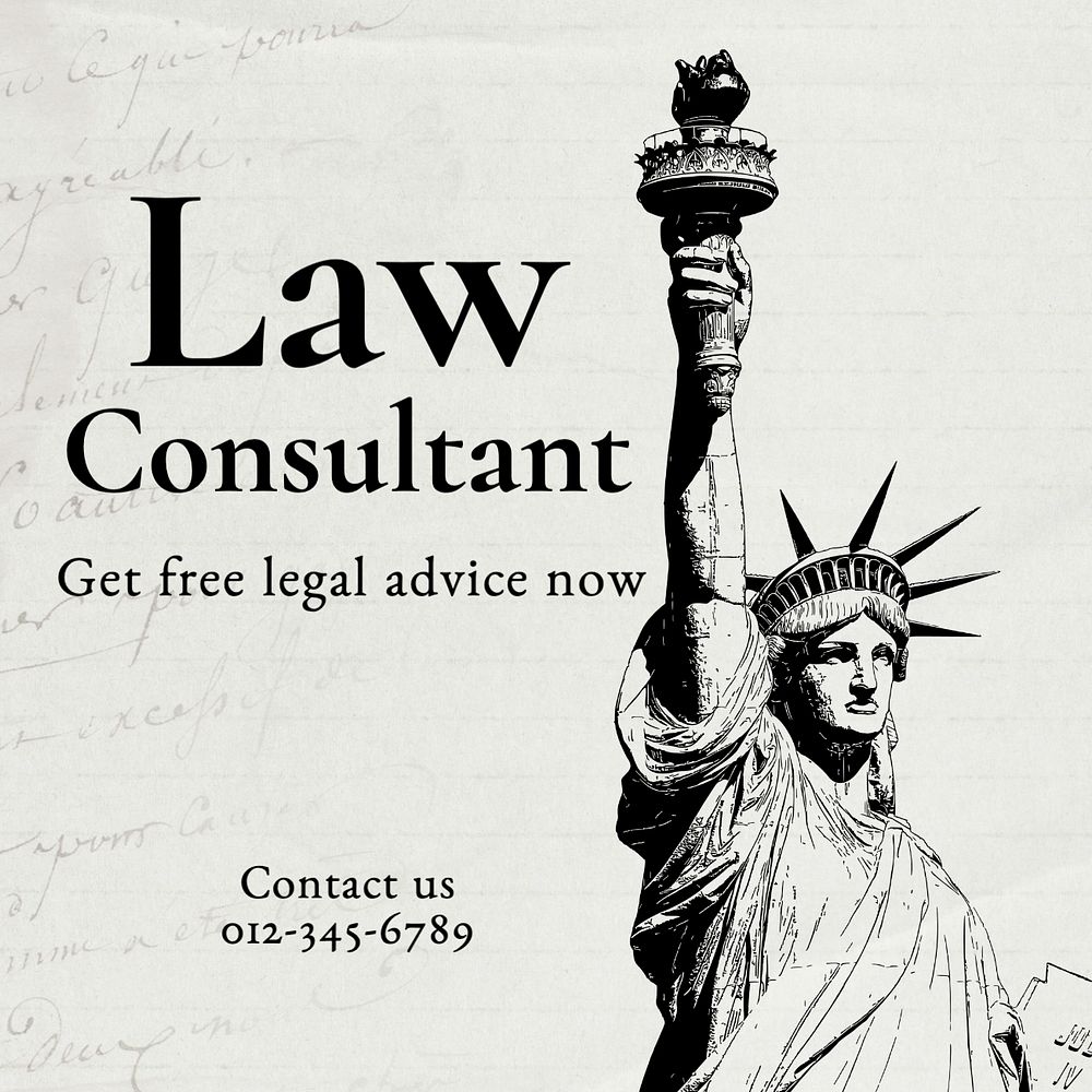 Law consultant Instagram post template, editable text