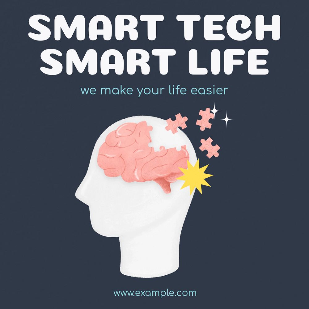 Smart technology Instagram post template, editable text