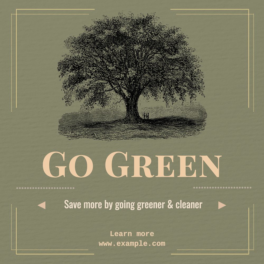 Go green Instagram post template, editable text