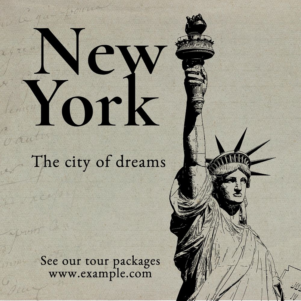 New york Instagram post template, editable text