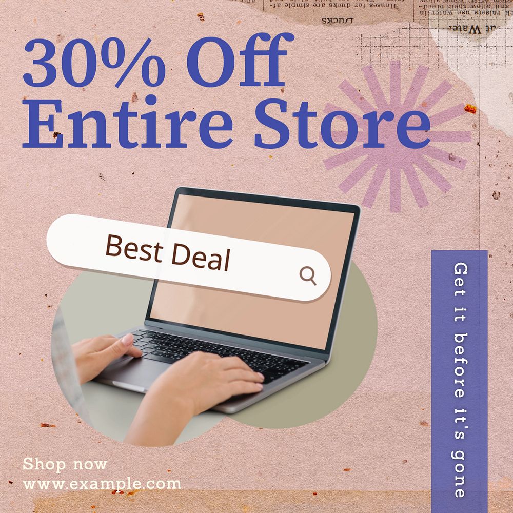 30% off entire store Instagram post template, editable text