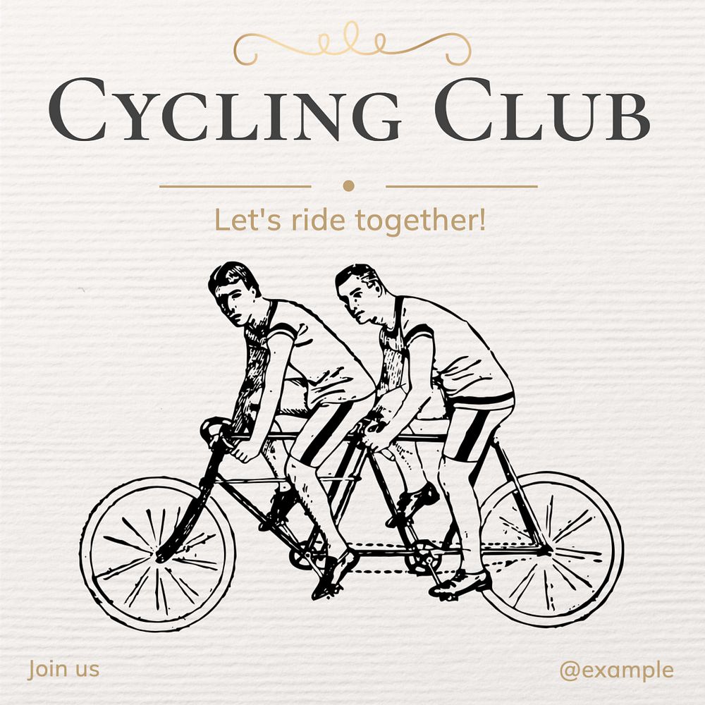 Cycling club Instagram post template, editable text