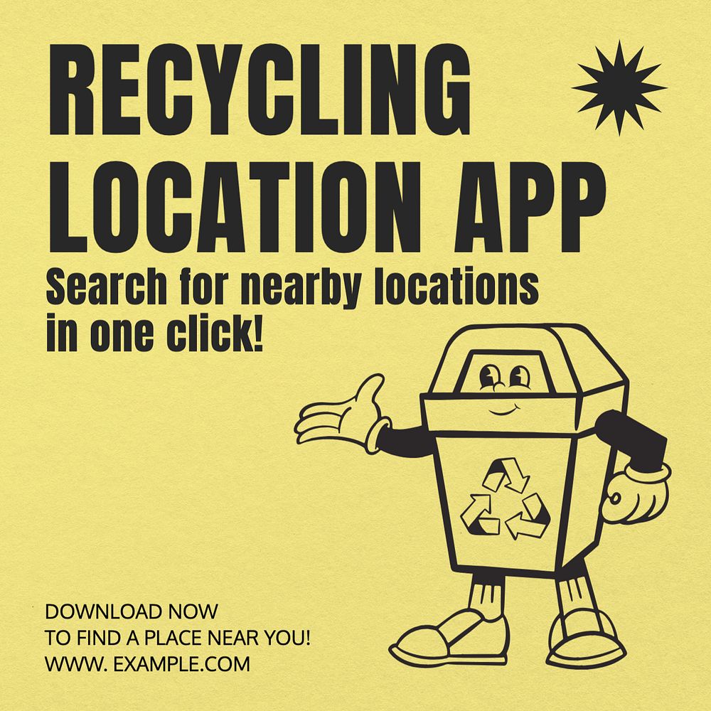 Recycling location app Instagram post template, editable text