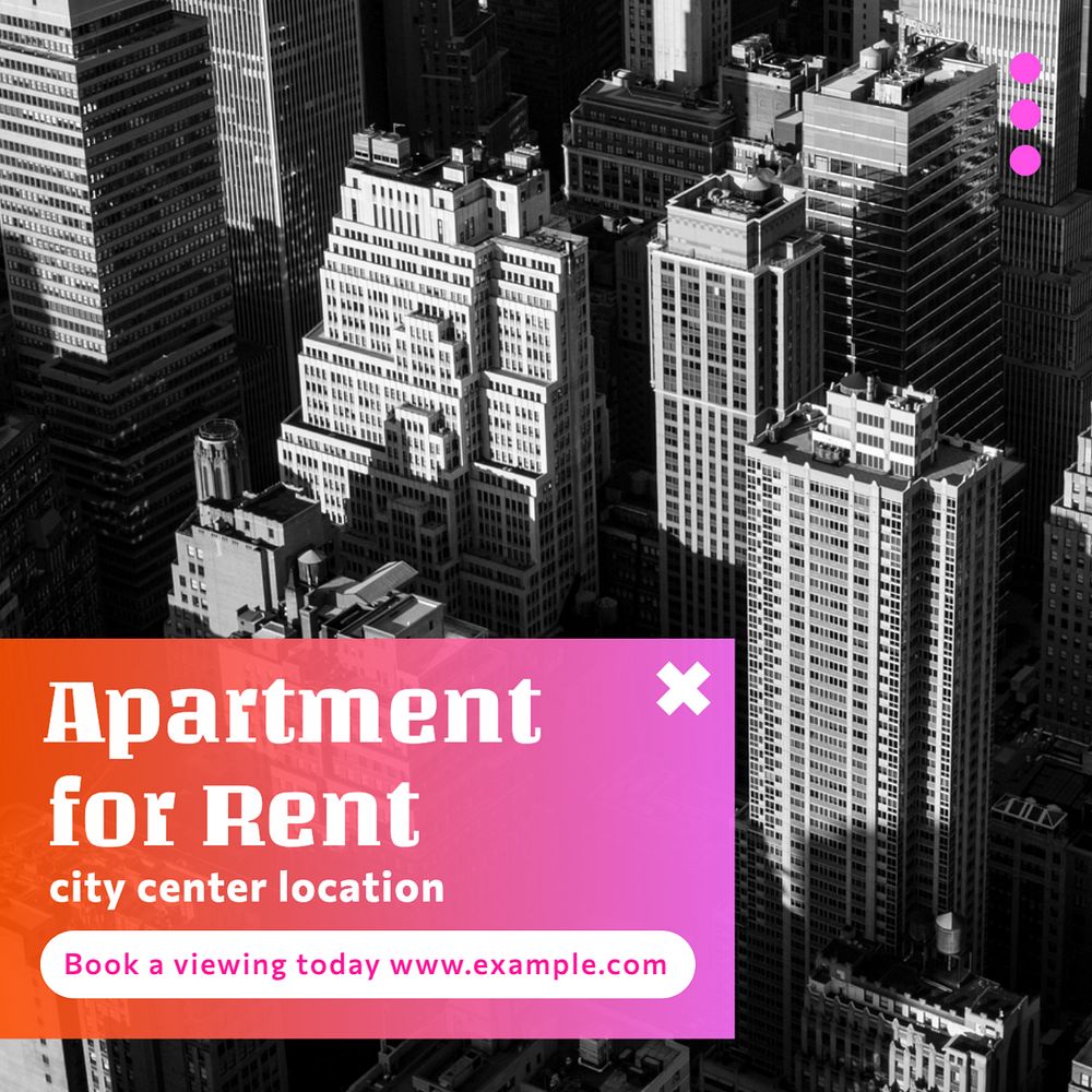 Apartment for rent Instagram post template, editable text