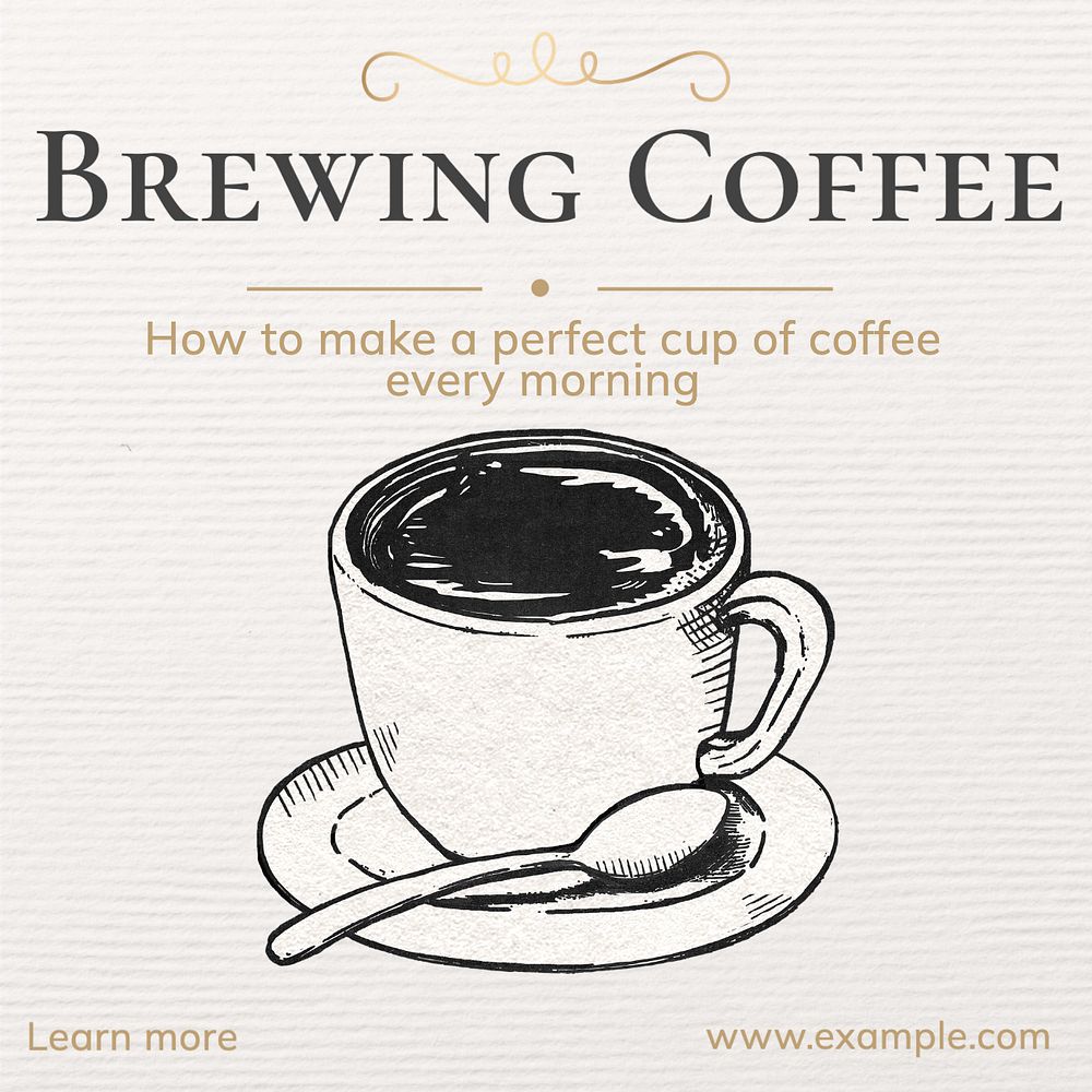 Brewing coffee Instagram post template, editable text