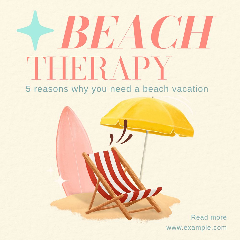 Beach therapy Instagram post template, editable text