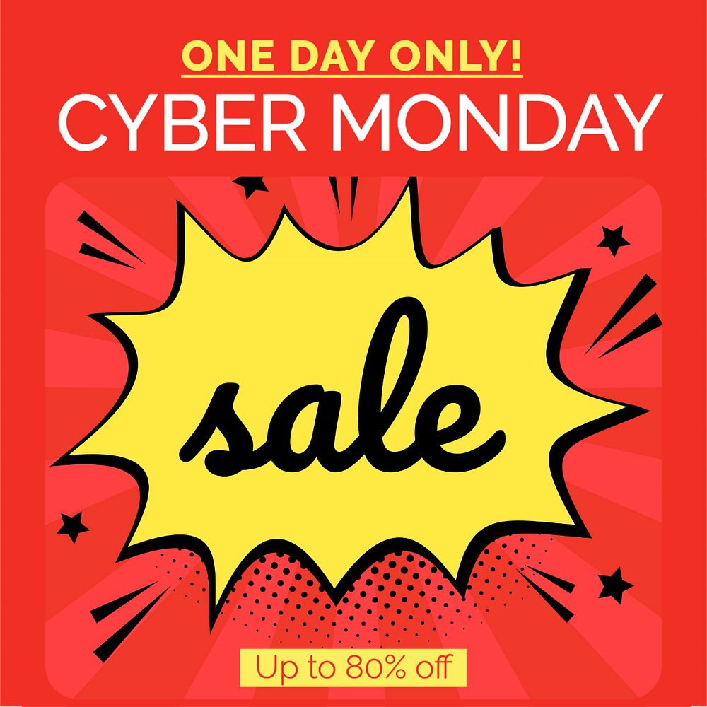 Cyber Monday sale Instagram post template, editable text