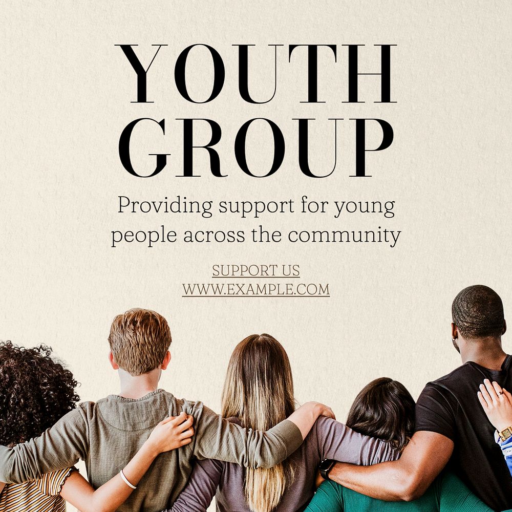 Youth group Instagram post template, editable text