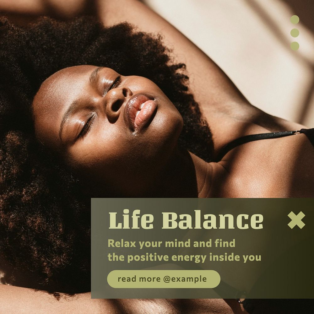 Life balance Instagram post template, editable text