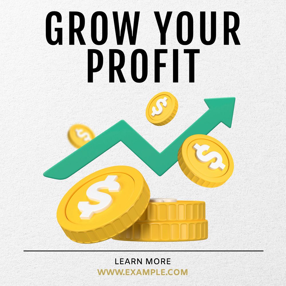 Grow your profit Instagram post template, editable text