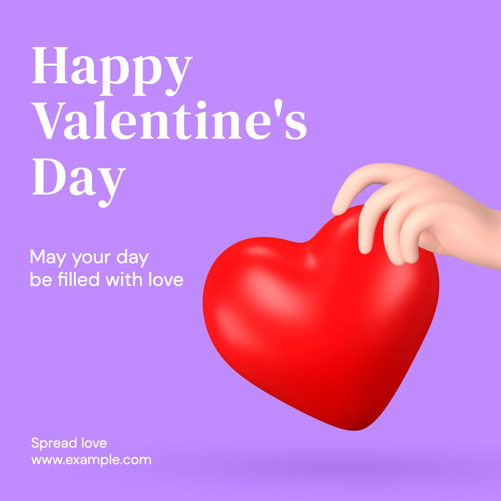 Happy Valentine's Day Instagram post template, editable text