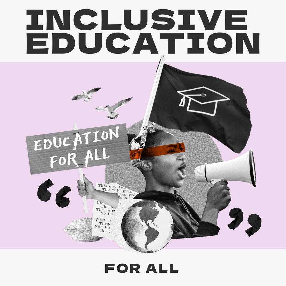 Inclusive education Instagram post template, editable text