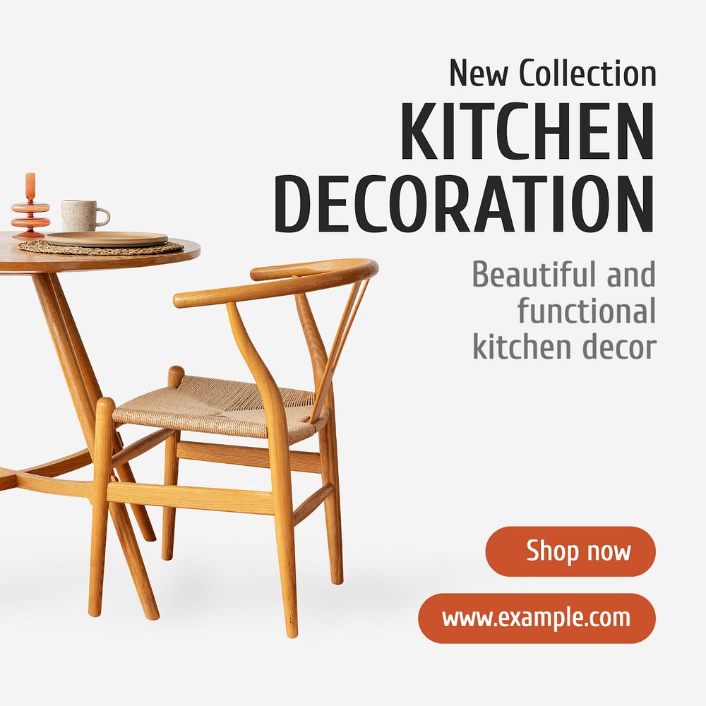 Kitchen decoration Instagram post template, editable text