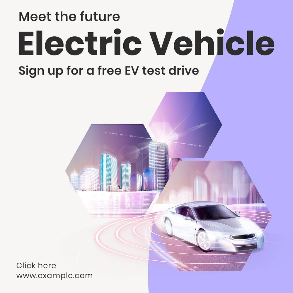 EV car Instagram post template, editable text