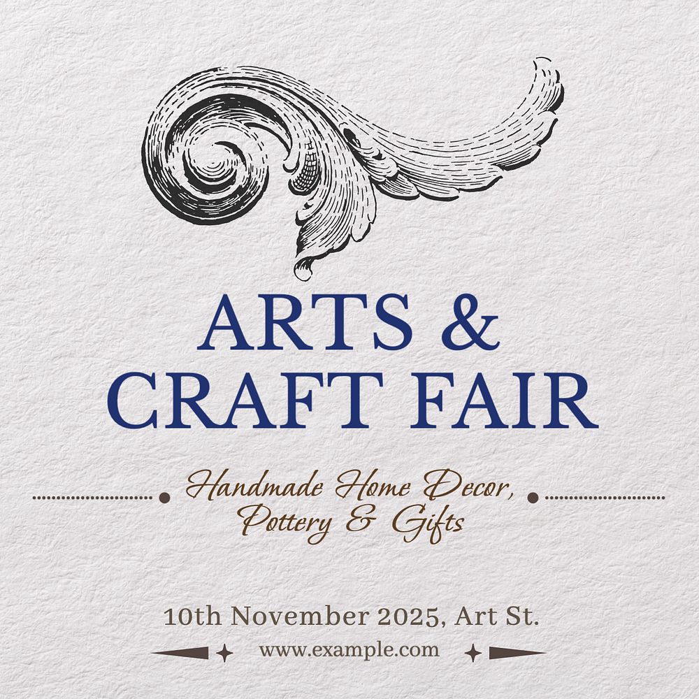 Art & craft fair Instagram post template, editable text