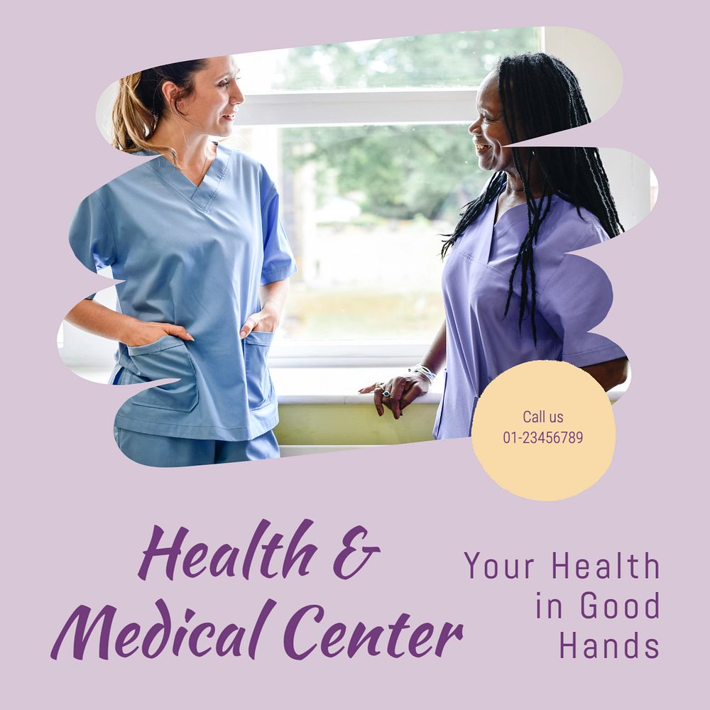 Health & medical center Instagram post template, editable text