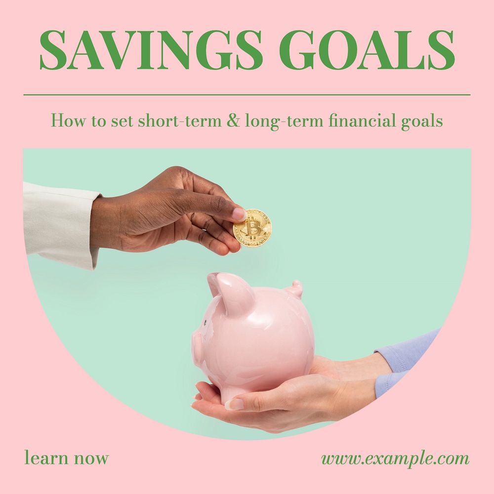 Savings goals Instagram post template, editable text