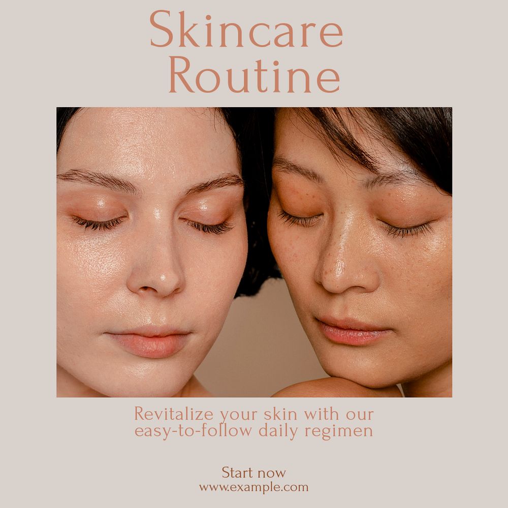 Skincare routine  Instagram post template, editable text