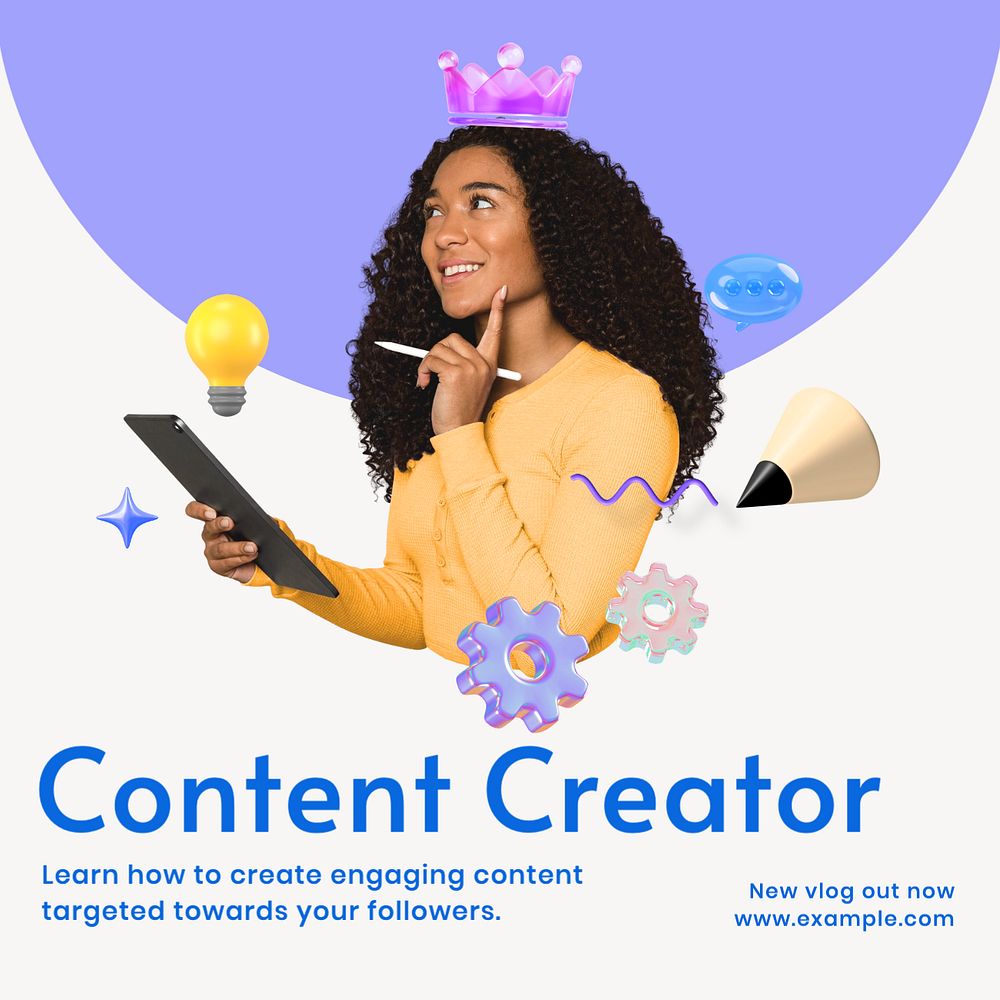 Content creator Instagram post template, editable text