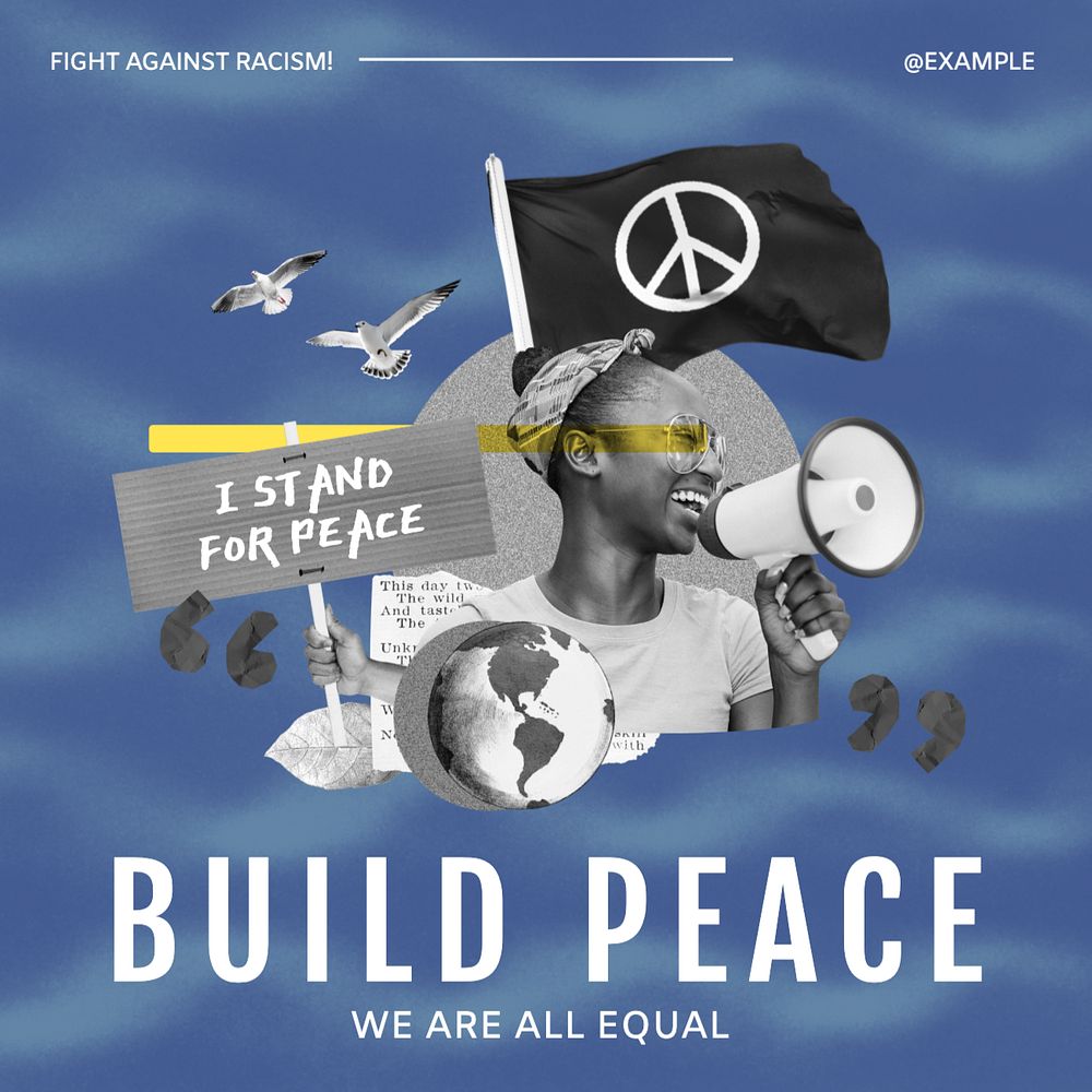 Peace & racism Instagram post template, editable text