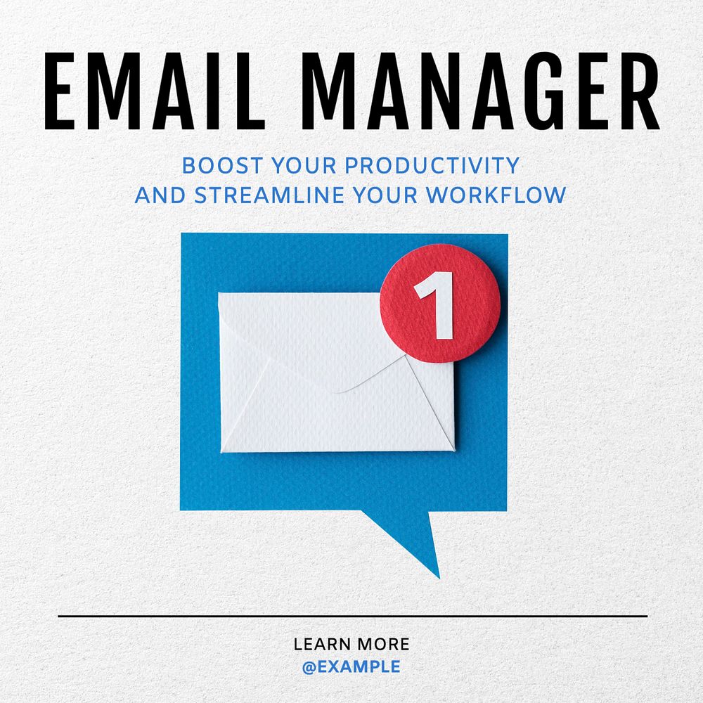 Email manager Instagram post template, editable text