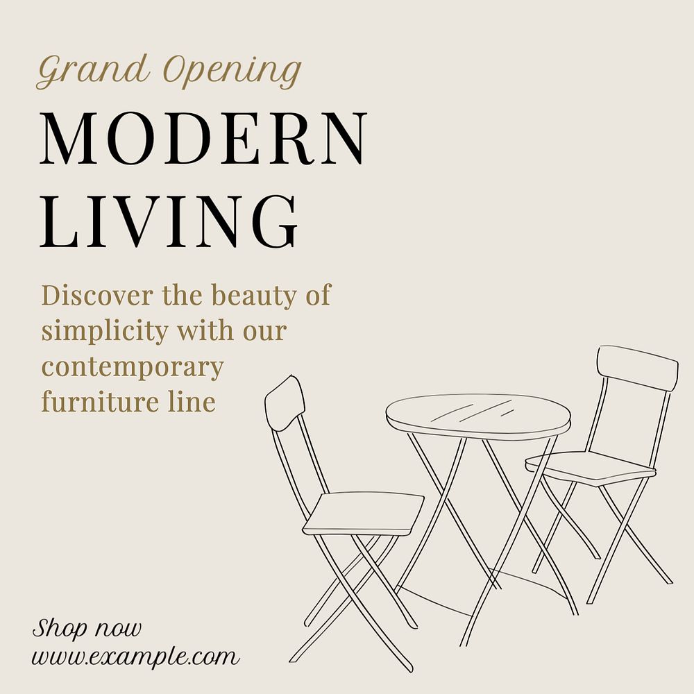 Modern living Instagram post template, editable text