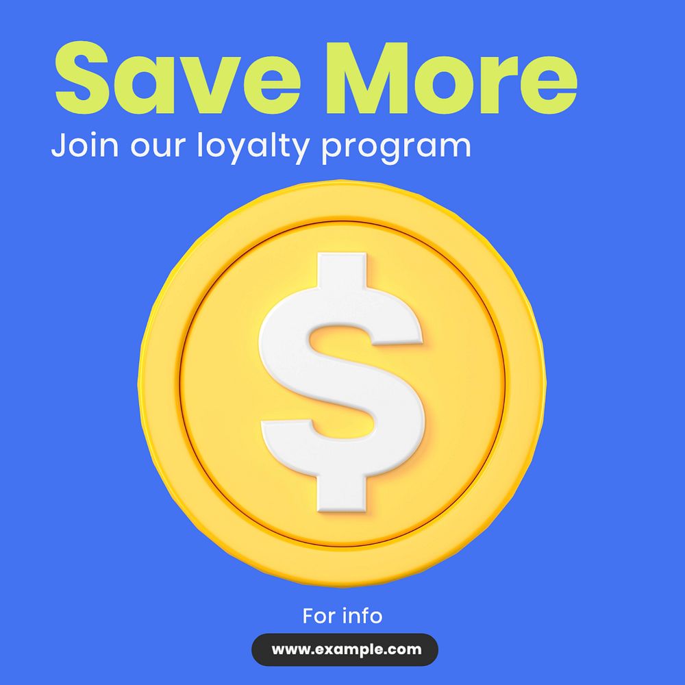 Save money, loyalty Instagram post template, editable text