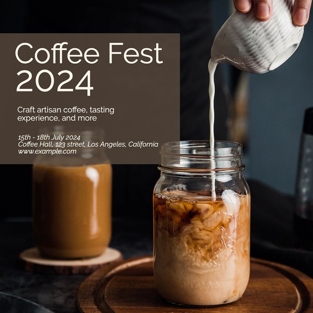 Coffee fest Instagram post template, editable text