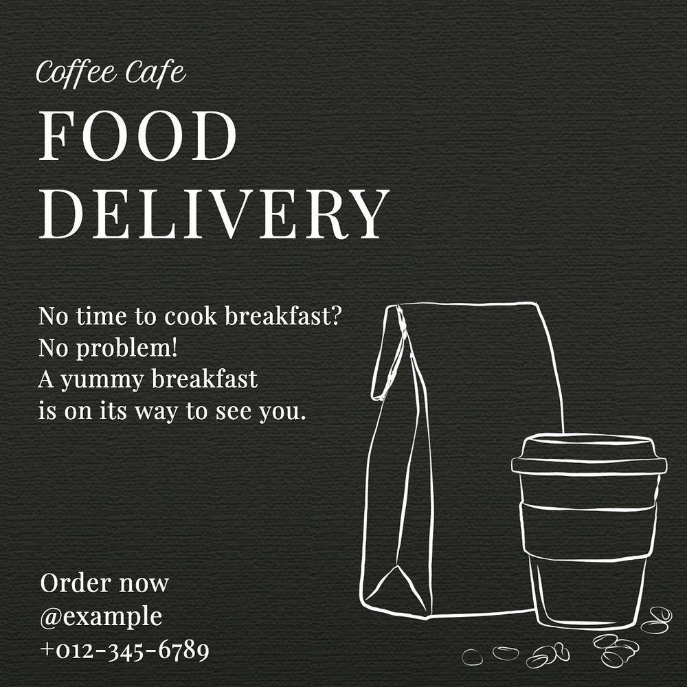 Food delivery Instagram post template, editable text