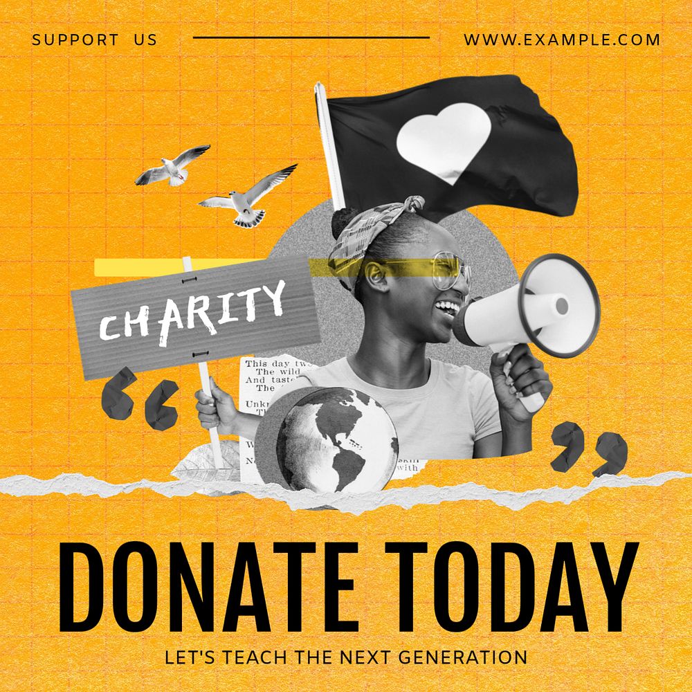 Donate today Instagram post template, editable text