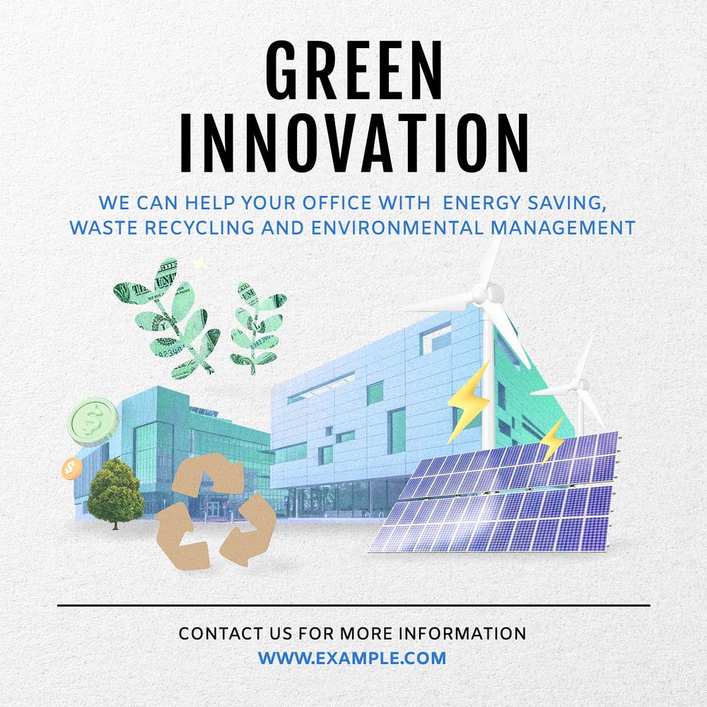 Green innovation Instagram post template, editable text