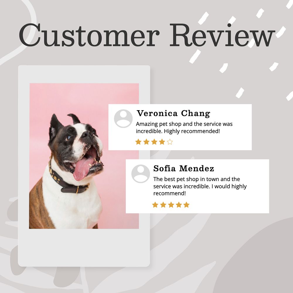 Customer review Instagram post template, editable text