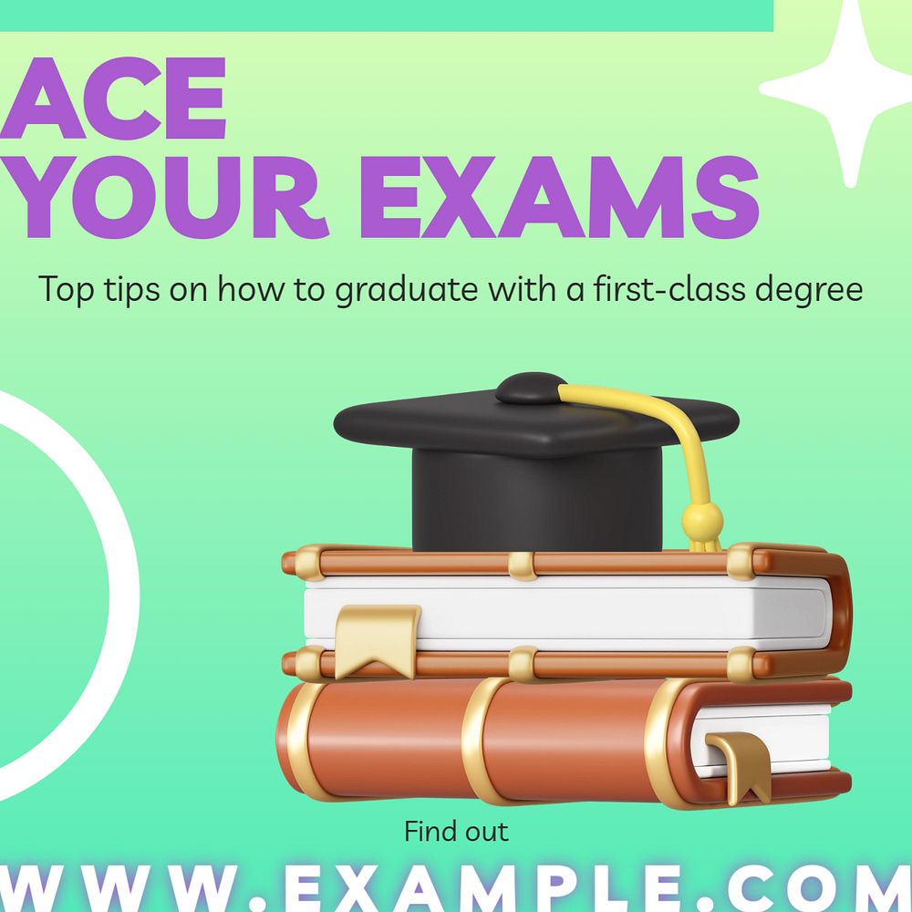 Ace your exams Instagram post template, editable text