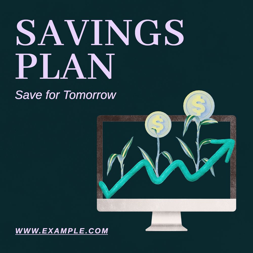 Savings plan Instagram post template, editable text