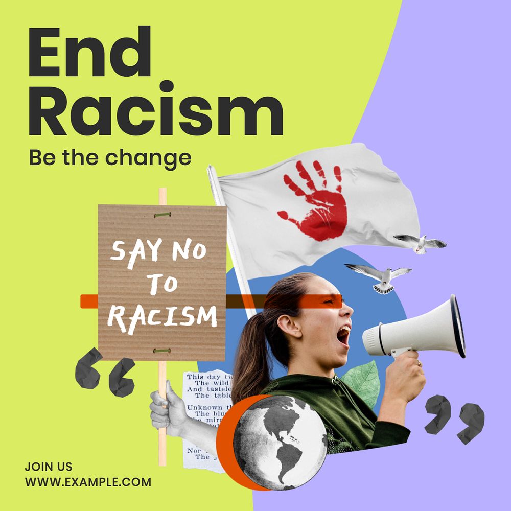 End racism Instagram post template, editable text